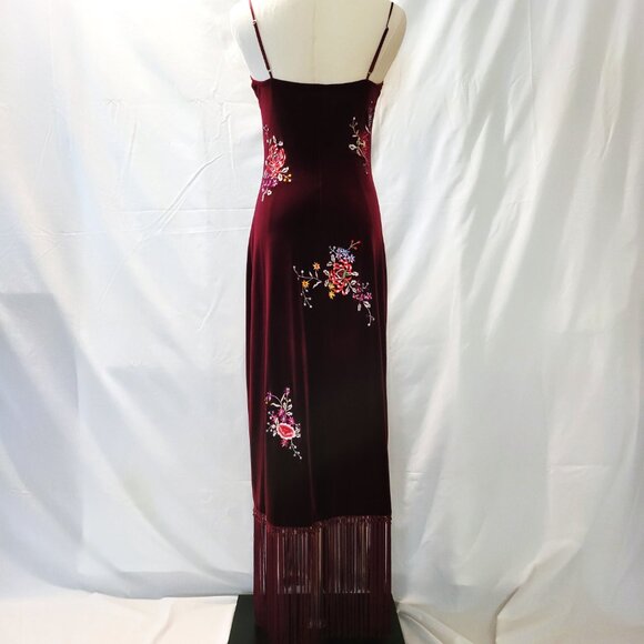 Rare 1990's Vintage Betsey Johnson Embroidered Velvet Evening Dress - Size 6 - Picture 8 of 11